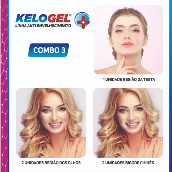 ADESIVO DE SILICONE ANTI SINAIS COMBO 3 | 1 TESTA + 4 OLHOS OU BIGODE KELOGEL - SKUCM106